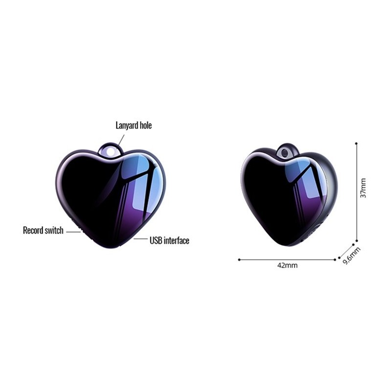 Pendentif enregistreur vocal espion - Détection de son 20 heures