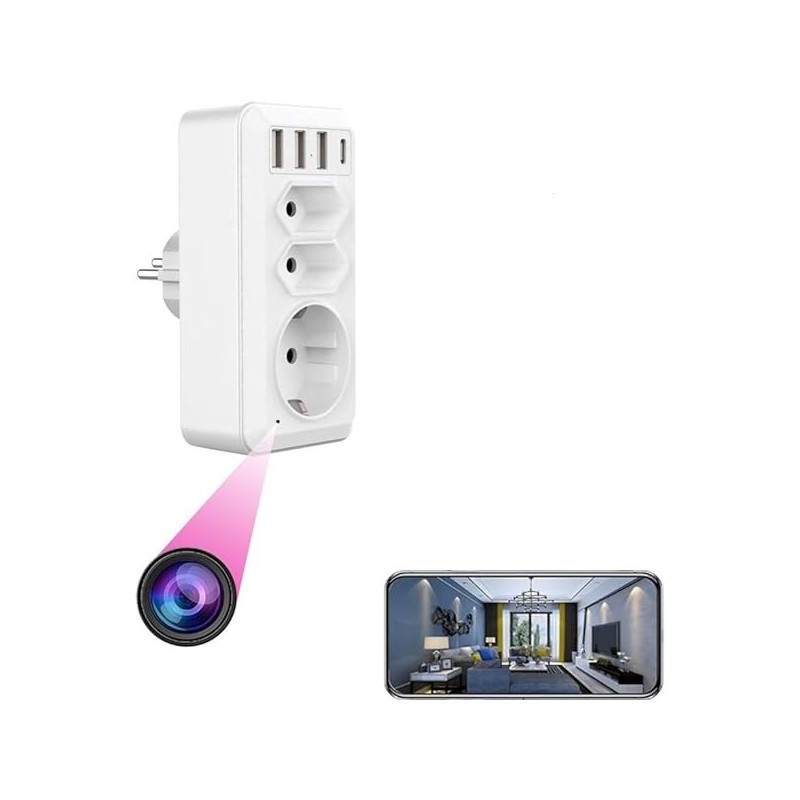 Toma de pared Cámara Full HD Wifi detección de movimiento