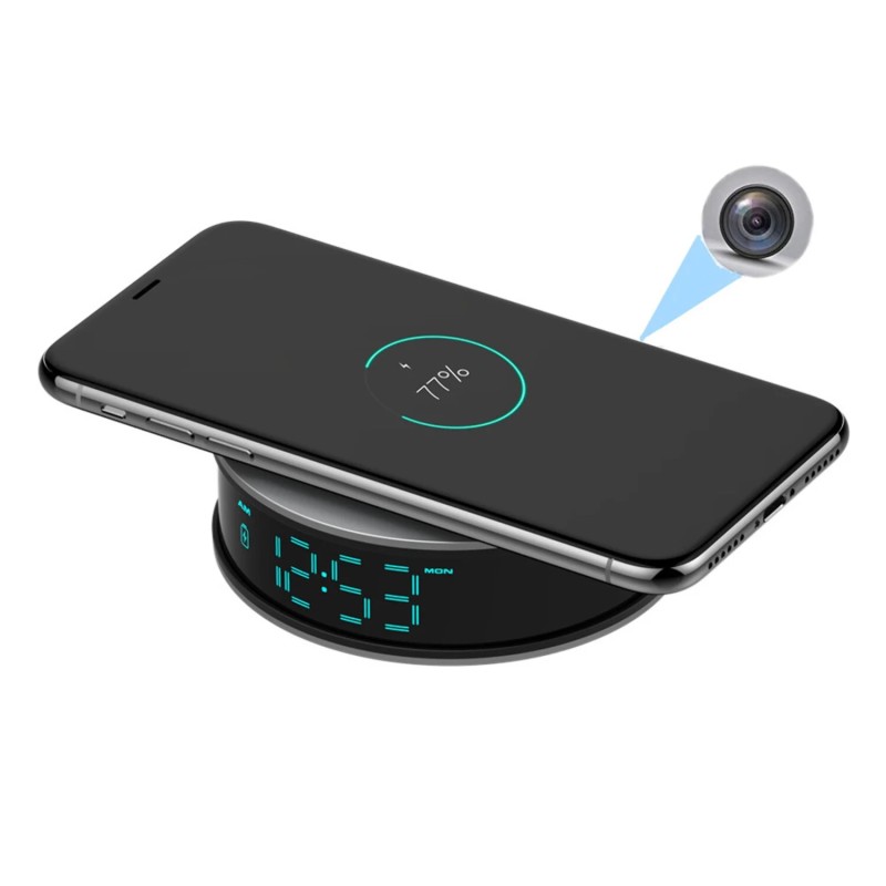 Telecamera WiFi Full HD integrata in sveglia con ricarica wireless